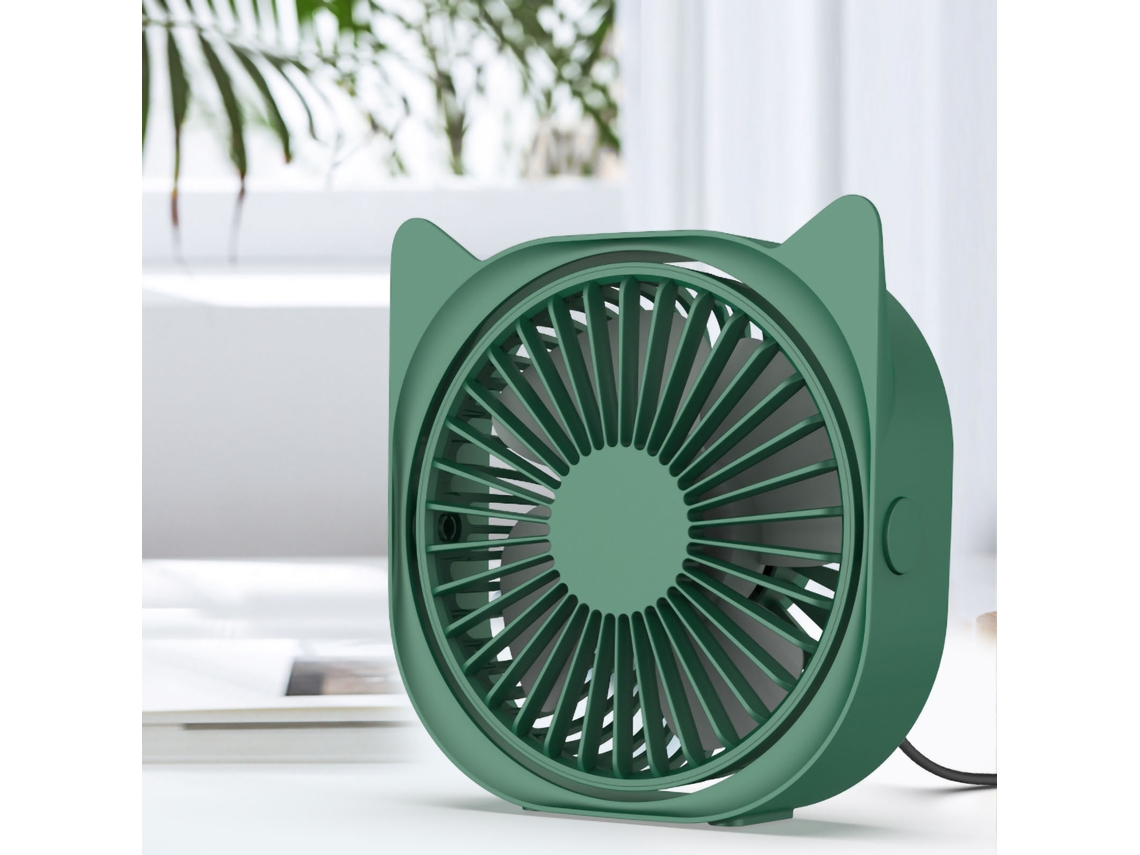 Ventilador de escritorio USB pequeño, silencioso y recargable - Verde