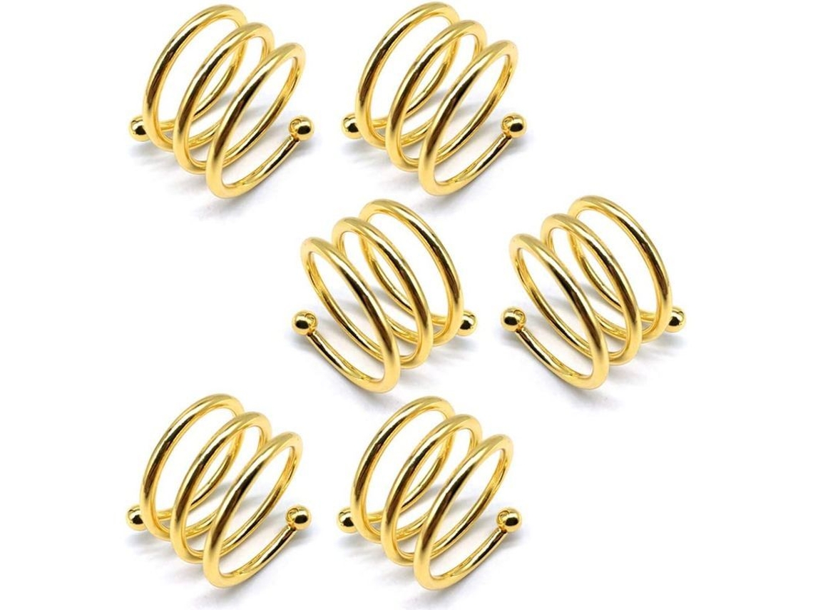 2026altiro-6 Elegantes Servilleteros Chapados En Oro, Perfectos Para Bodas, Cenas Y Fiestas.