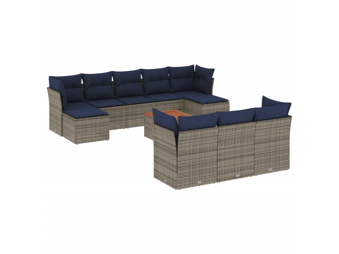 Maison Exclusive - Conjunto De Sofá De Jardín De 11 Piezas Con Cojines, Poliratán Gris