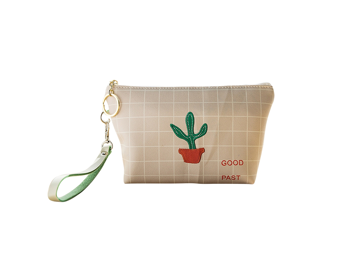 KOFIHETY Bolsa de Maquillaje Portátil Impermeable, Bolsa de Almacenamiento para Niñas Cactu Rosa Claro