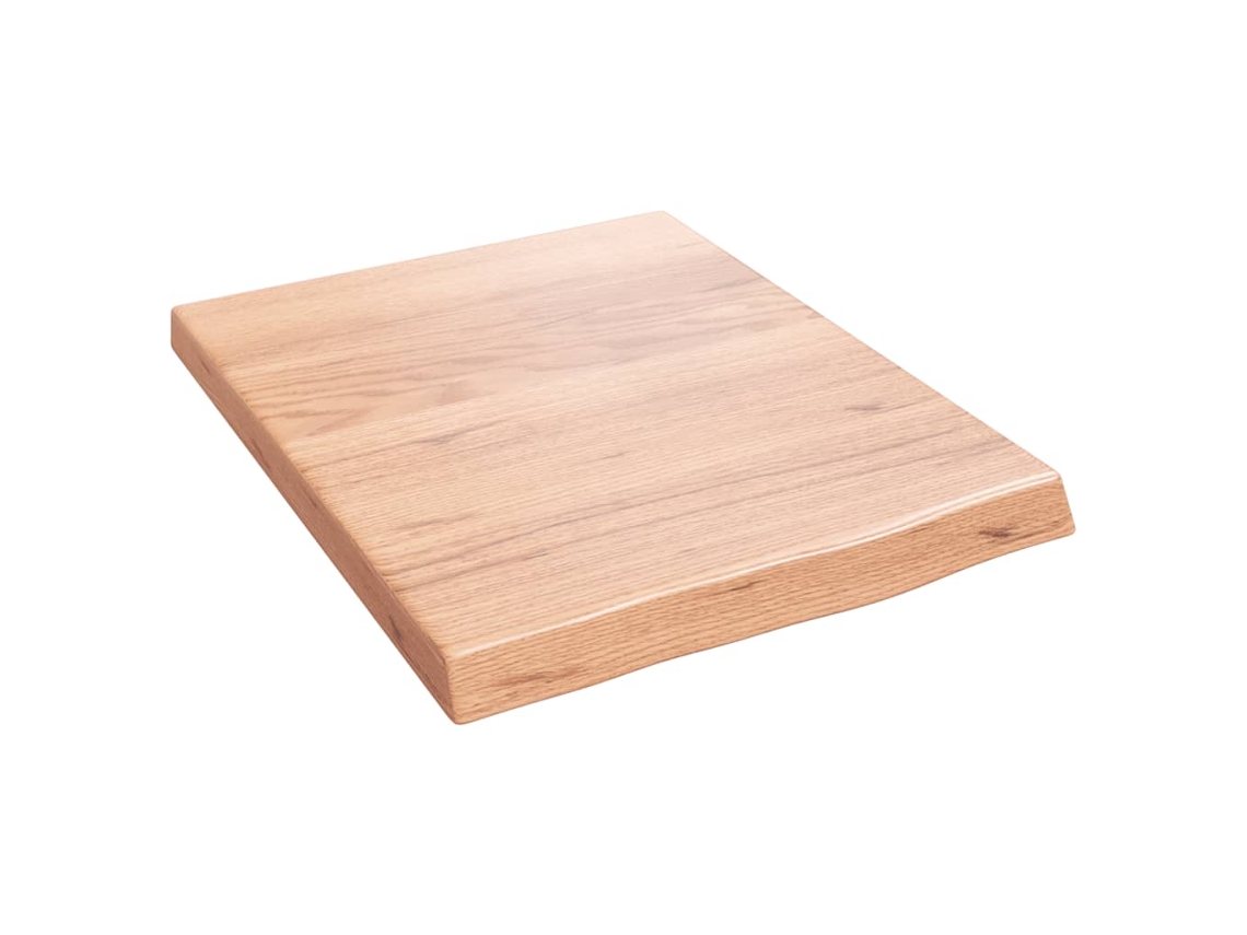 Encimera baño madera maciza tratada marrón claro VIDA XL (40x50x(2-4) cm)