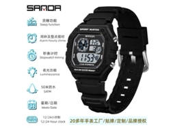 Reloj Electrónico De Pantalla Única (blanco Y Negro), Reloj De Moda Multifuncional, Reloj De Pulsera Electrónico Luminoso E Impermeable.