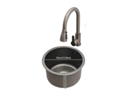 Fregadero de cocina redondo, construcción de acero inoxidable, diseño compacto, color plata OEM
