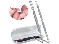 Juego De Herramientas De Acero Inoxidable De 2 Piezas Para Uñas, Para Quitar El Esmalte Y Las Cutículas - Calidad Profesional