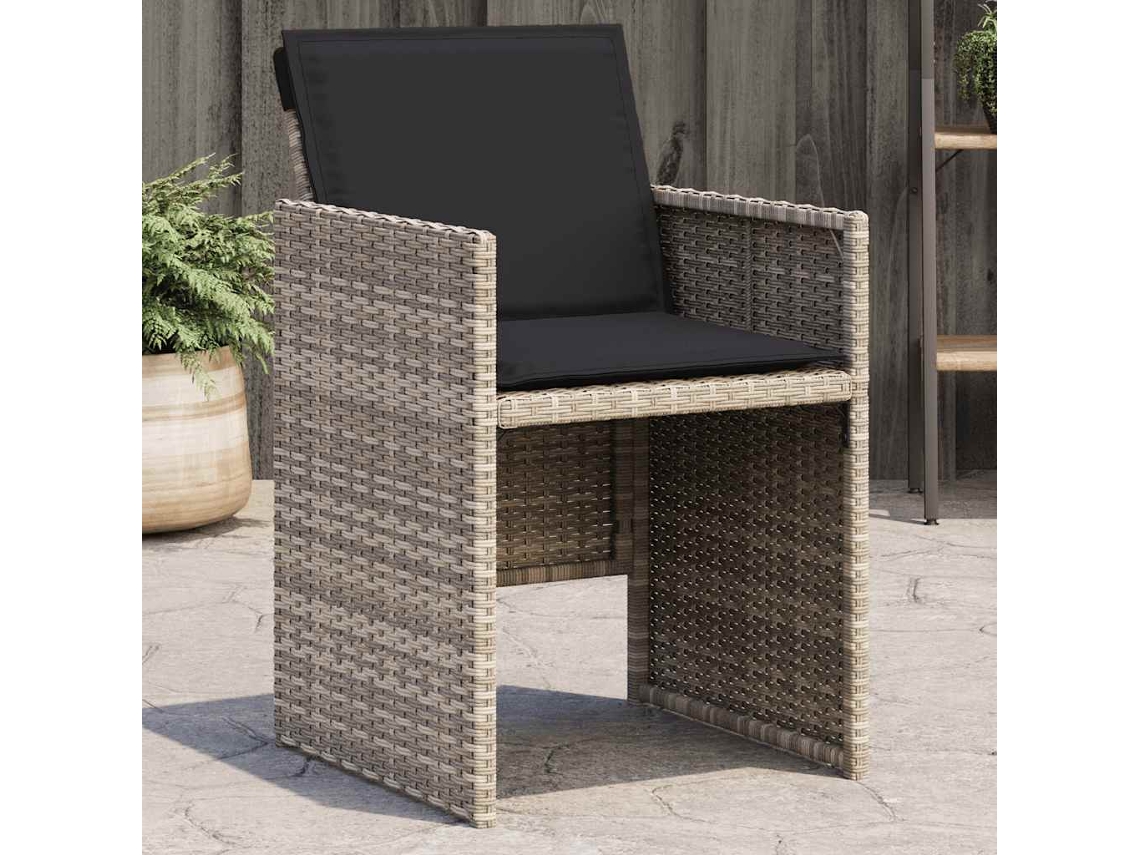 Sillas de jardín con cojines, 4 unidades, mimbre sintético gris claro, Dkd Home Decor