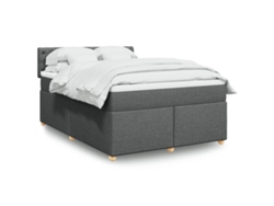 Cama Box Spring Con Colchón Tela Gris Oscuro 140x200 Cm