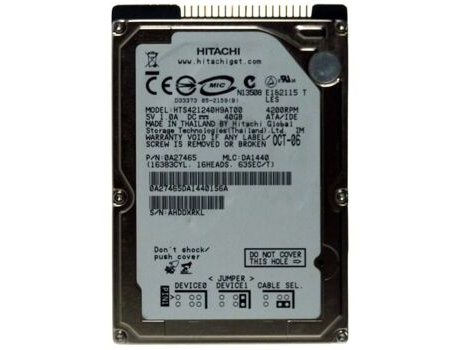 Disco Duro Hdd 2 5 Pata Ide 40Gb Hitachi Hts421240H9At00 Reacondicionado