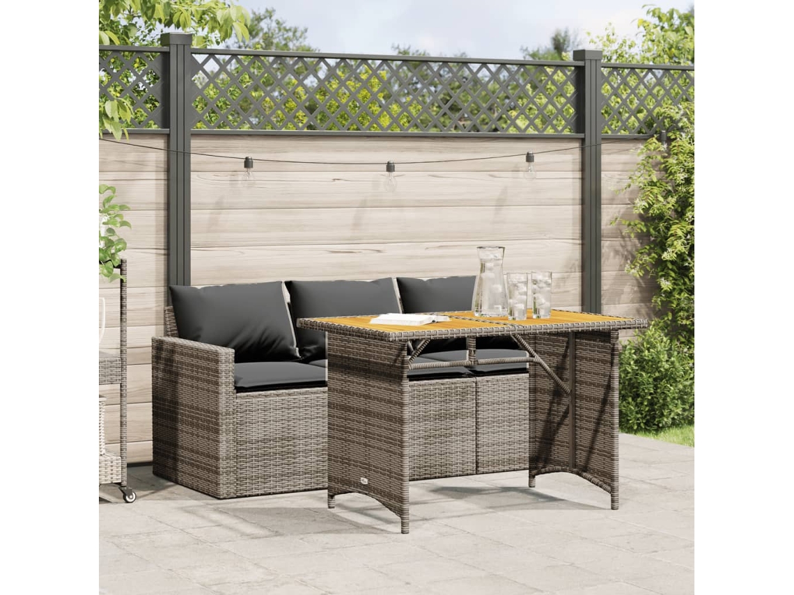 Conjunto de comedor de jardín de 2 piezas DKD Home Decor con cojines de mimbre gris