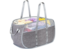 Cesto De Ropa Plegable De Malla Con Asas Para El Cuarto De Lavado, El Baño O Para Viajar - Gris