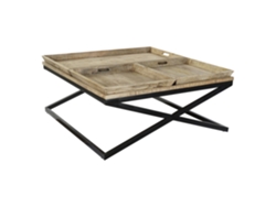 Mesa Centro Madera Metal Bandeja 120x120x55cm