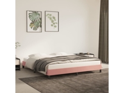 Estructura De Cama Sin Colchón Terciopelo Rosa 160x200 Cm
