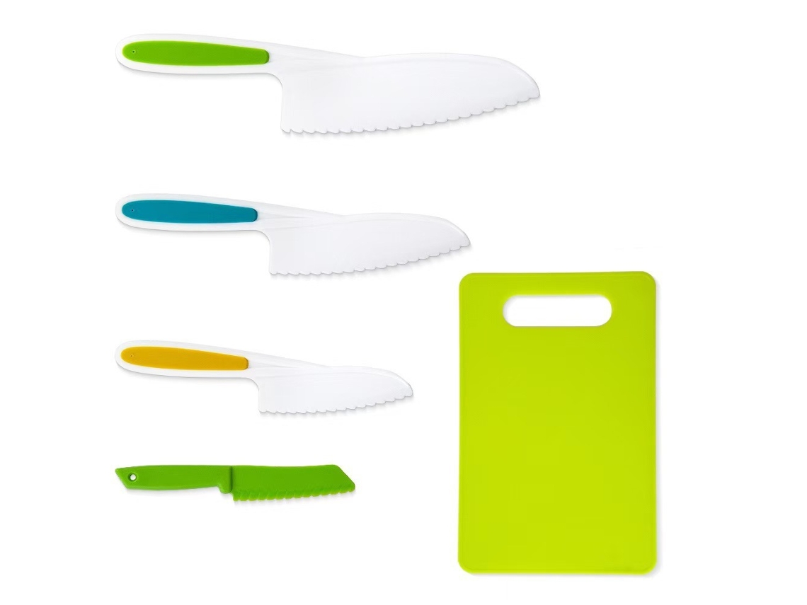 Set de Cubiertos Infantiles, Ideal Para Educación Infantil, Herramienta Segura Para Cortar Verduras. Set De 5 Piezas, Estilo A