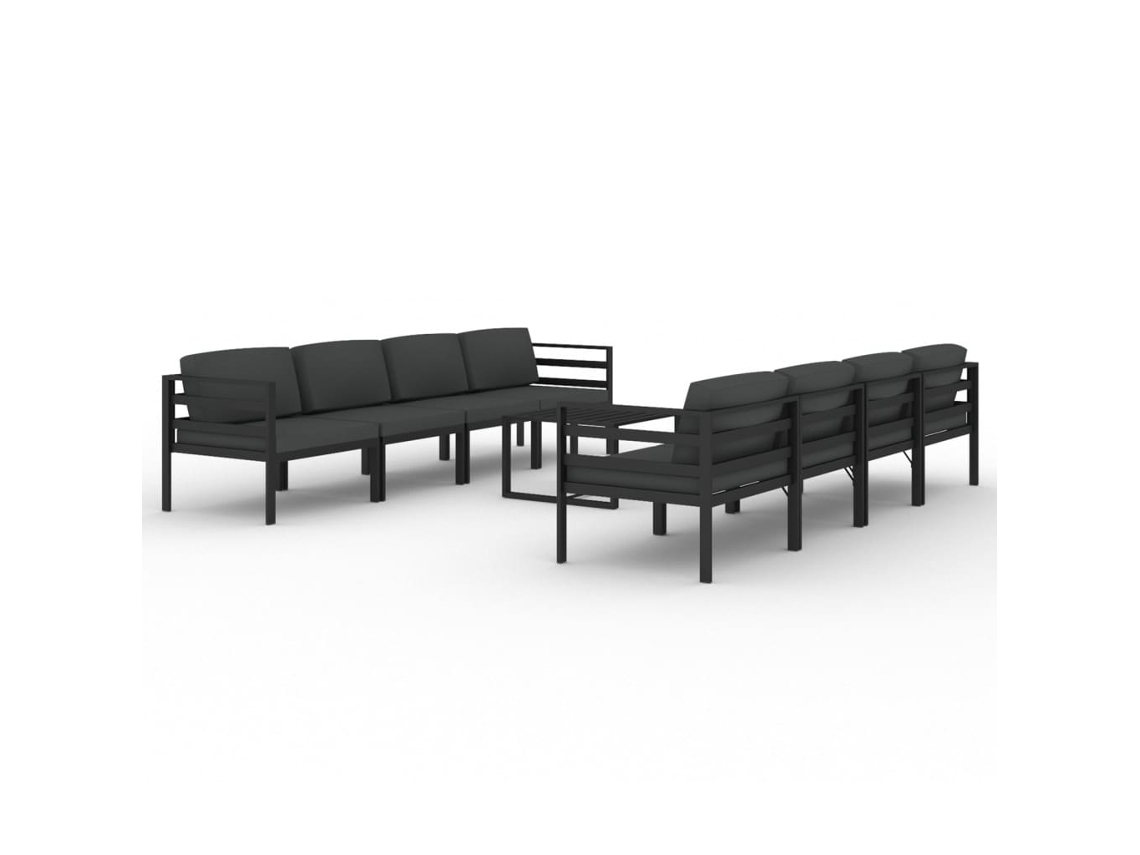 Maison Exclusive - Set Muebles De Jardín 9 Pzas Y Cojines Aluminio Gris Antracita