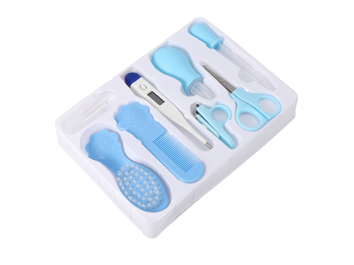 Kit De Cuidado Para Bebés Recién Nacidos Con Tijeras De Uñas Seguras Y Accesorios De Salud - Azul