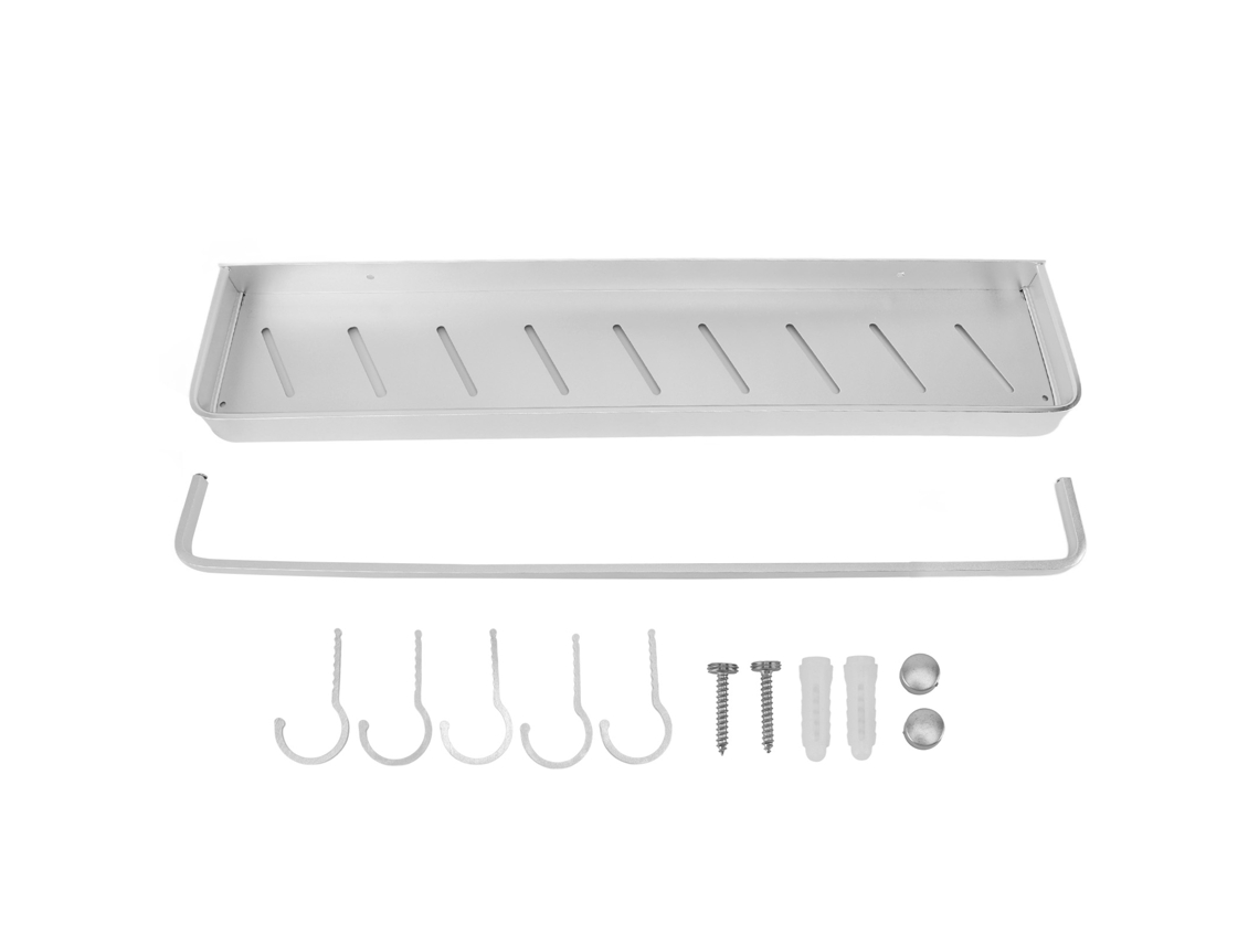 Estante flotante de aluminio para baño Space, sin perforaciones, para montaje en pared, para cocinas y lavanderías, 61 cm de ancho
