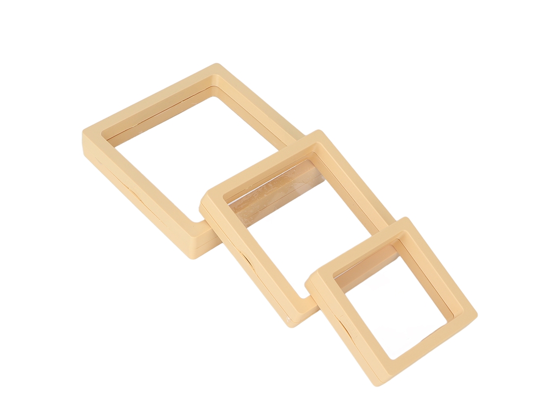 Vitrina flotante de 3 piezas resistente al polvo y a la oxidación para joyería, soporte organizador.