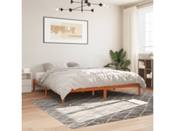 Cama Sin Colchón Madera Maciza De Pino Marrón Cera 200x200 Cm