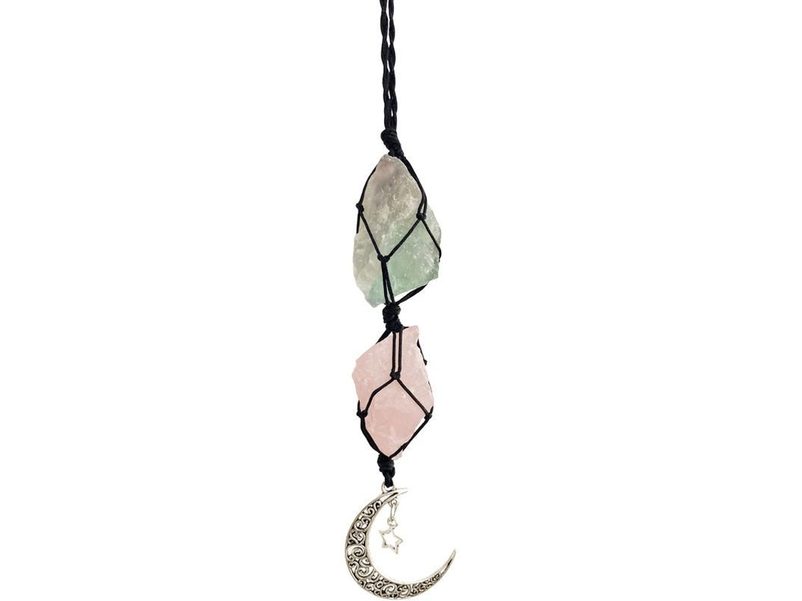 Adornos colgantes hechos a mano con piedras naturales para el espejo retrovisor del coche, decoración del hogar y equilibrio espiritual.