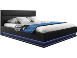 Cama con Colchón Texas BEAUTIFUL FURNITURE Nitas (Compatible con colchón: 160x200 cm - Melamina - Negro - Plataforma Elevadora)