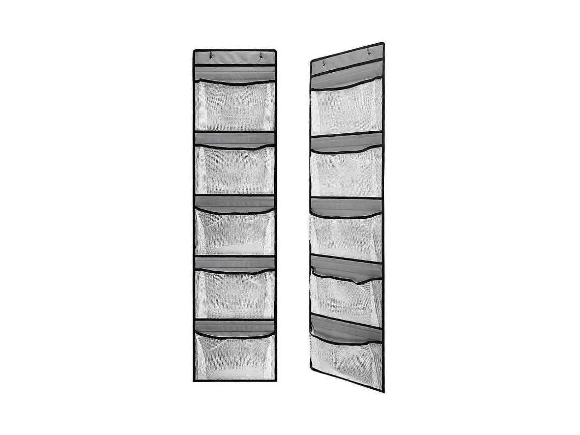 Organizador Colgante Para Puerta Con 5 Bolsillos Mesh Plegable Almacenamiento Esenciales Ropa Y Abarrotes Gris