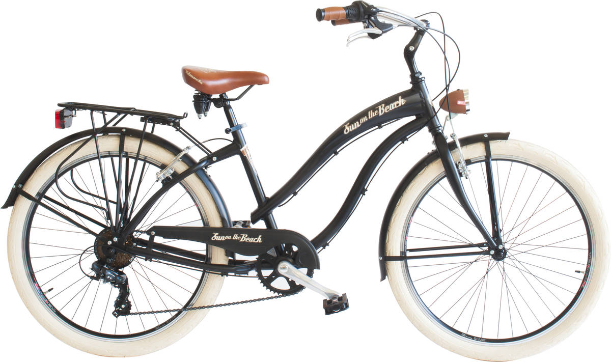 Bicicleta Via Veneto 790l ruedas de 26”6 marchas cuadro aluminio lleva paquetes luces led cruiser 790 para mujer 6 vel vv790l 46