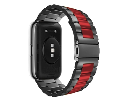 Correa Acero para Huawei Watch Fit 2 Negro y Rojo