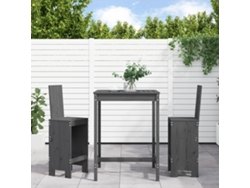 Conjunto Bar 3 Peças Para Jardim Pinho Maciço Cinzento Dkd Home Decor