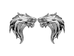 2 Piezas Emblema Lobo Carro 3d Auto Adhesivo Metal Decoración Parachoques Lateral Delantero Trasero (negro)