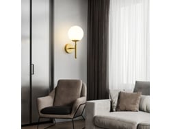 Aplique de pared LED moderno, espejo, cristal. Blanco crema - Cubierta dorada, E27, luz blanca - 12w Clase A++.