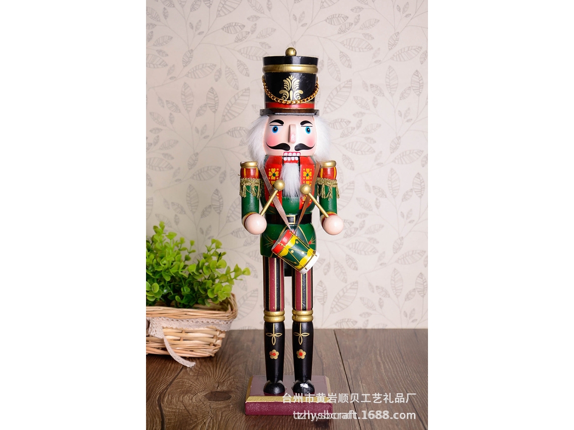 Muñeco Soldado De Clip De Nuez Pintado Con Tambor, Manualidad Creativa De Regalo De Madera De 30cm