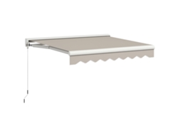 Toldo eléctrico retráctil de 250x200 cm con mando a distancia, color crema aluminio.