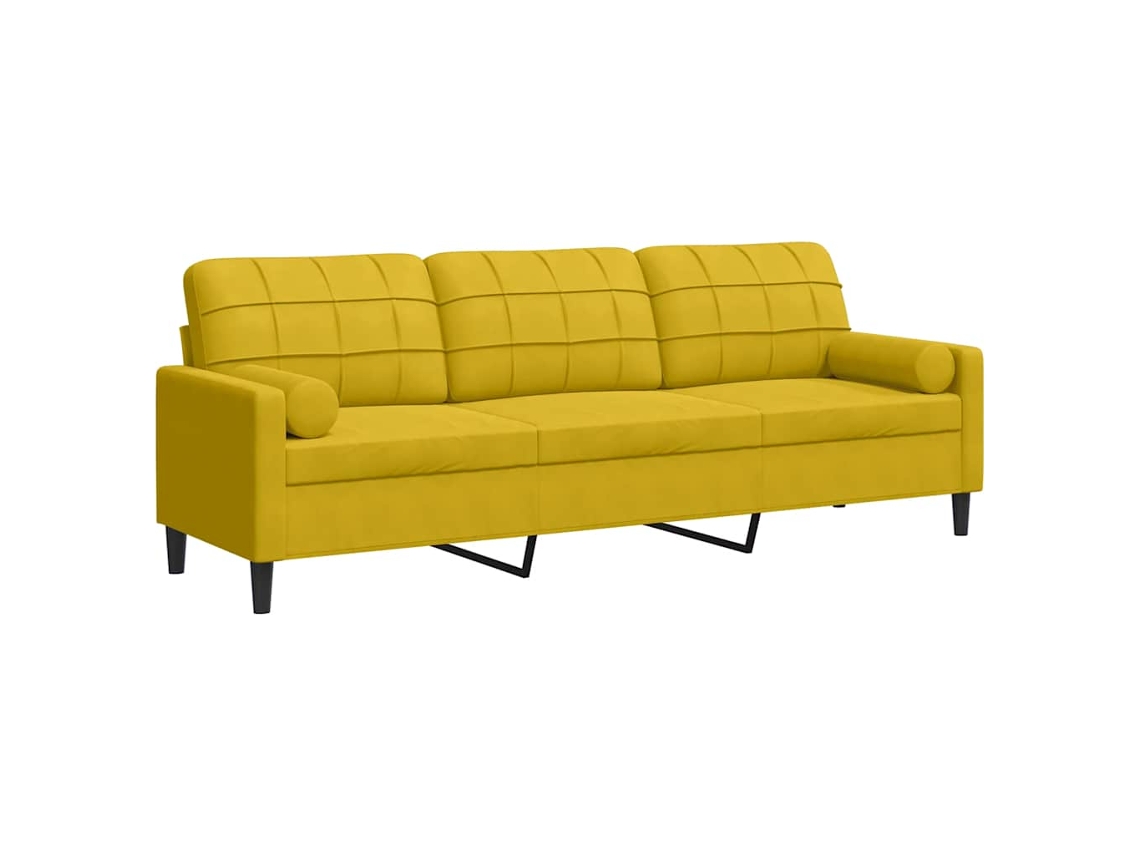 Maison Exclusive - Sofá De 3 Plazas Con Cojines Terciopelo Amarillo 210 Cm