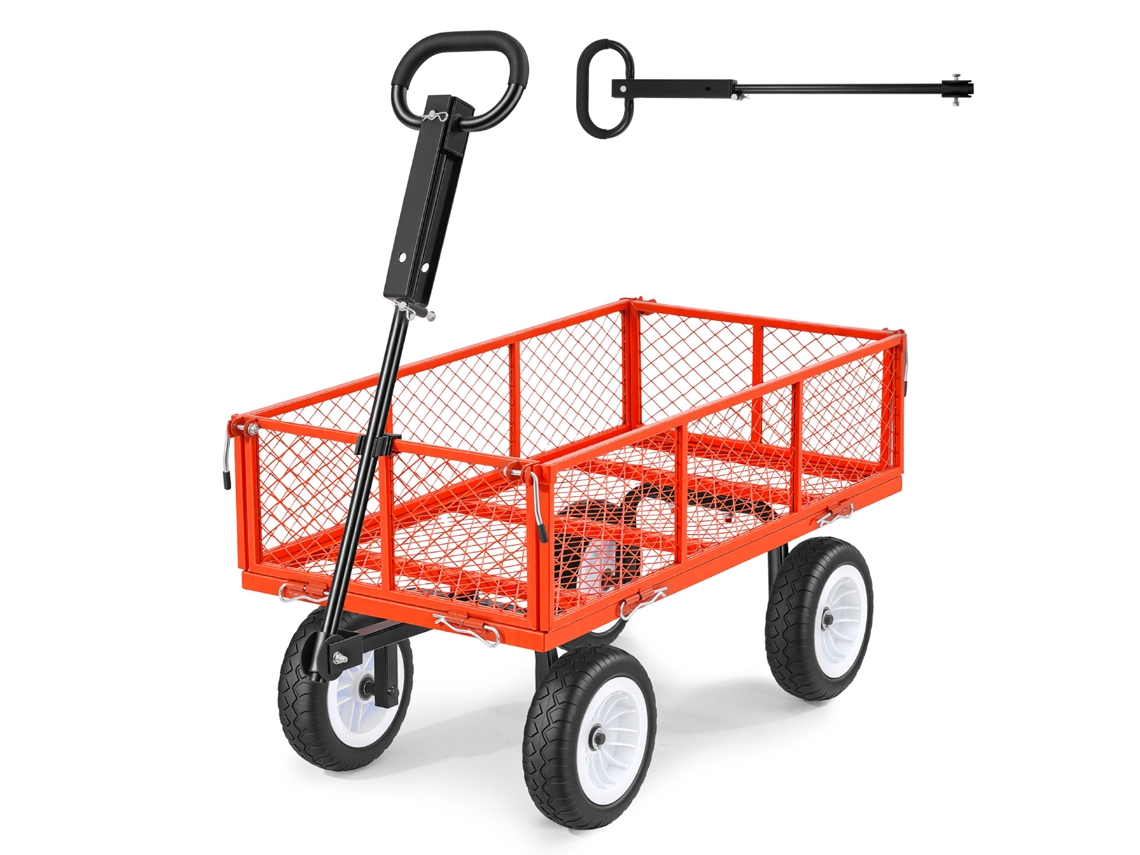 Vevor Carro De Jardín 408,2 Kg Resistente De Acero Con Neumáticos Color Rojo