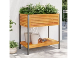 Jarrón/maceta de jardín con estante, 80 x 45 x 80 cm, acacia maciza/acero, Dkd Home Decor
