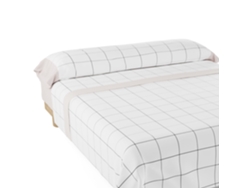 Juego de Sábanas cama 135 Nalui Cuadros Tejido Polycotton, Lavable a 30º y Fácil Planchado Beig