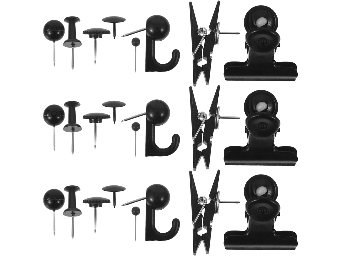 418 Chinchetas De Metal Negro Con Cabezas De Plástico, Paquete De 418 Piezas Para Tablones De Corcho.