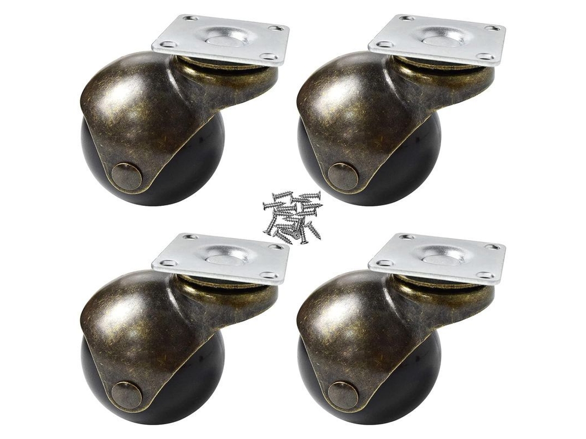 Ruedas Giratorias Antiguas De Muebles Linjou, Ruedas Con Placa, Resistentes, Silenciosas, Capacidad 20kg, Para Muebles Pequeños