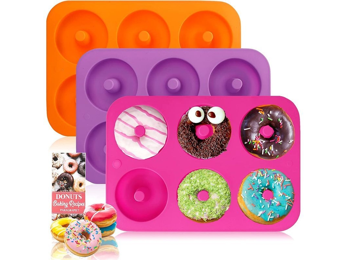 Molde De Silicona Antiadherente Para Donas, 3 Moldes Con 6 Cavidades, 25 X 18 Cm Para Hornear.