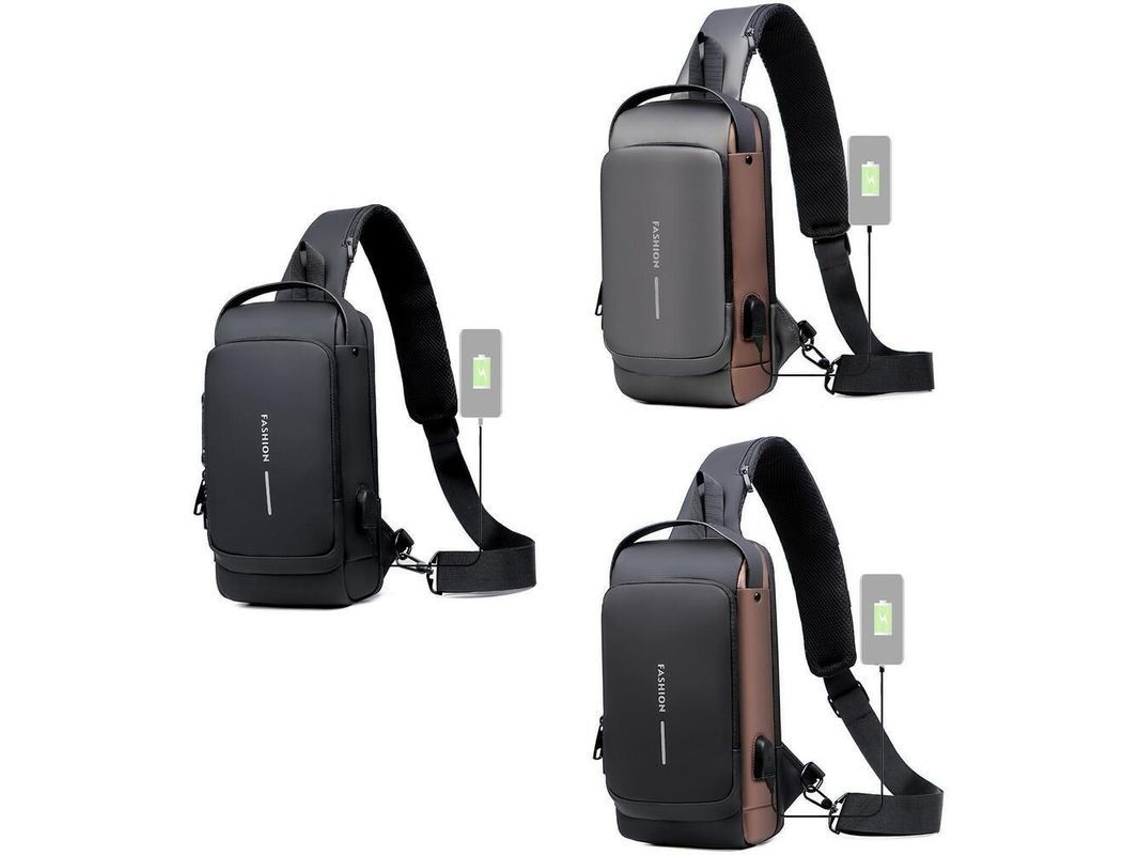 2026-mochila Pecho Antirrobo Deportiva Con Carga Usb Impermeable Oxford Para Hombres Y Mujeres Gris