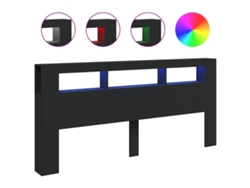Maison Exclusive - Cabecero Con Led Madera De Ingeniería Negro 220x18,5x103,5 Cm