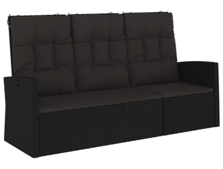 Banco De Jardín VIDAXL Negro Poli Ratán (173x62x95 cm)