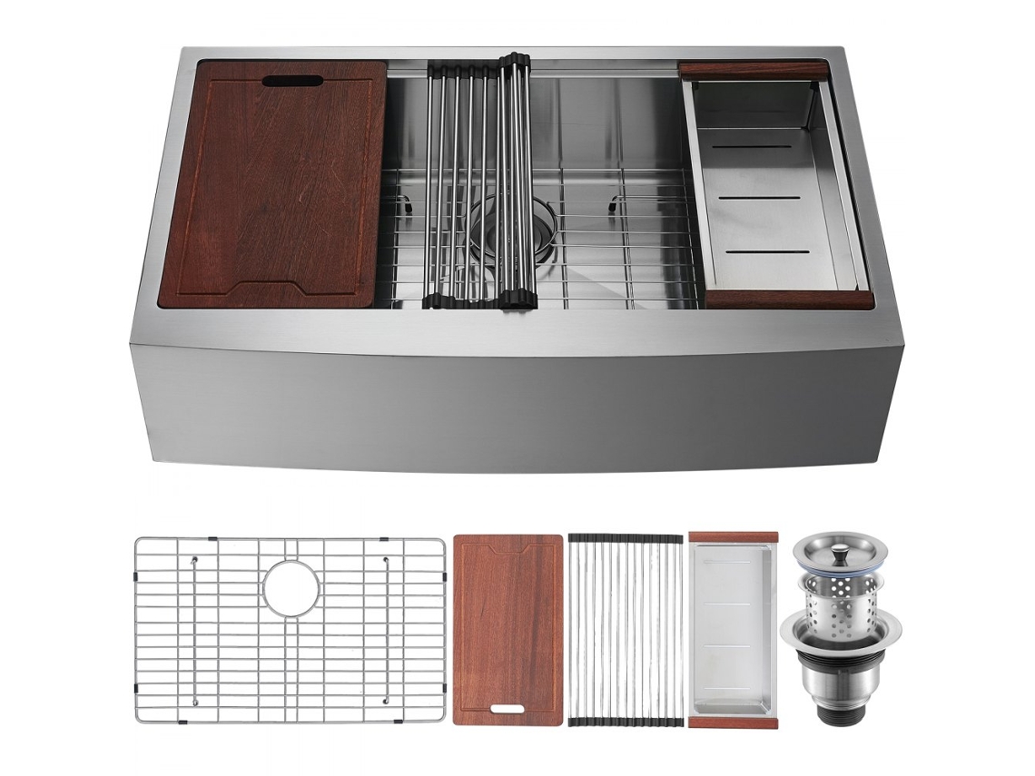 Juego de encimera y fregadero de cocina de acero inoxidable 304 con tabla de cortar y accesorios Tekmaquinas