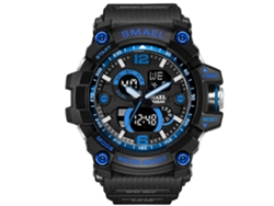 Reloj De Pulsera Cuarzo Con Correa De Resina Impermeable Para Hombre Smael (negro Azul)