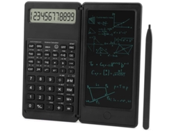 Calculadora Científica Delgada Con Bloc De Notas Borrable Y Pantalla Lcd De 12 Dígitos Para Matemáticas, Física, Geometría Y Uso De Oficina (negra).