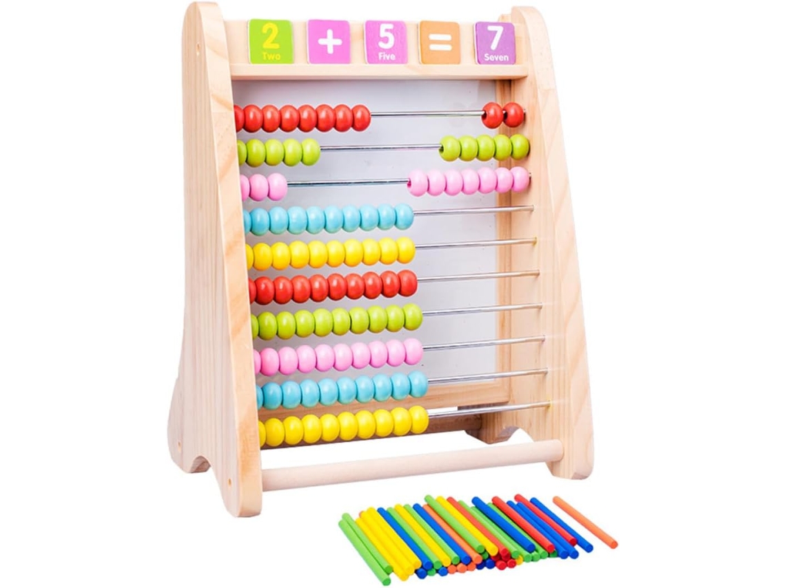 Juego de matemáticas de madera multifuncional y educativo, tablero multicolor de doble cara para niños CHABERLU