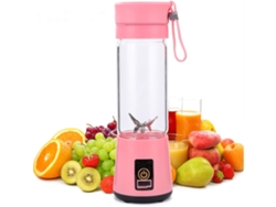 Licuadora portátil, 6 cuchillas, tamaño personal, para uso en casa y al aire libre, vaso exprimidor USB Gusshious de 380 ml, color rosa