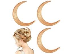 3 Horquillas De Madera Con Forma De Luna Grabadas A Mano: Accesorios Ligeros Para Peinados Clásicos.