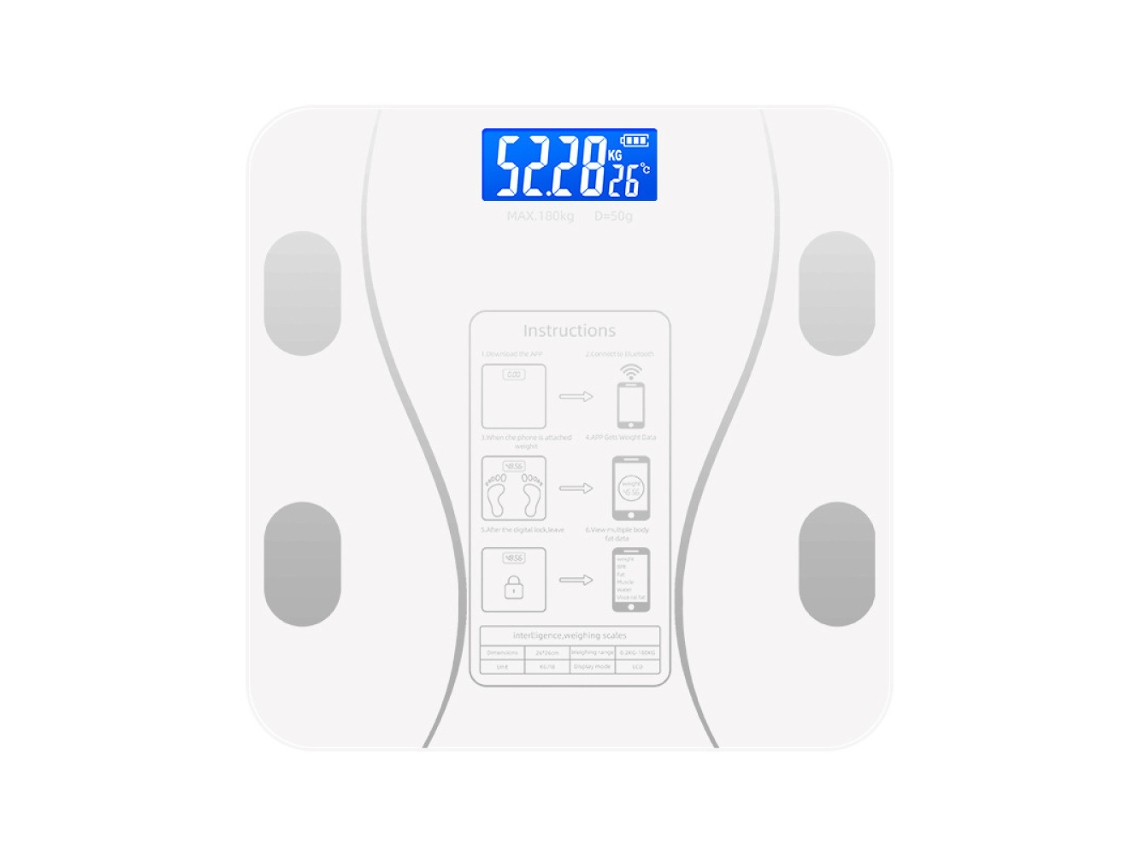 Sstrwgood Báscula Inteligente De Salud Con Bluetooth Para Análisis De Grasa Corporal, Peso Digital Para Hogar (blanco) - Para Hombre Y Mujer