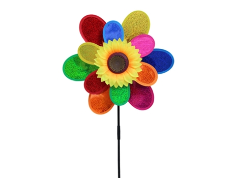 Molino de viento de girasol, decoración de jardín, estacas resistentes a la intemperie, juguete artesanal de doble capa para niños