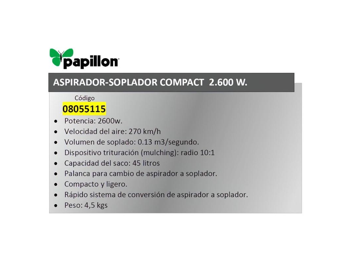 Aspirador /soplador papillon compact 2600 watios